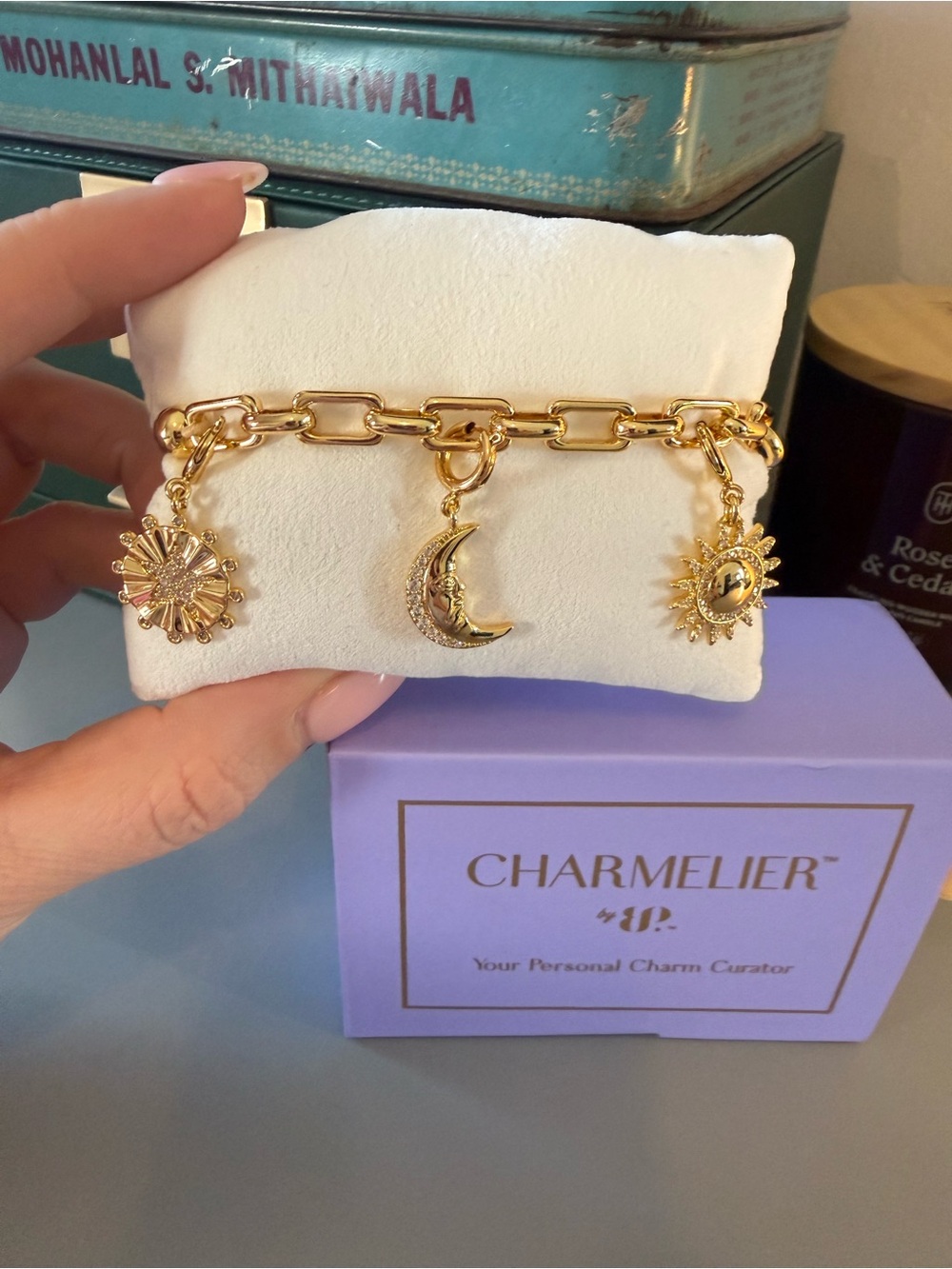 Bomb Party Charmelier Charm Bracelet Gold You Are My Sun, Moon and Stars BP
